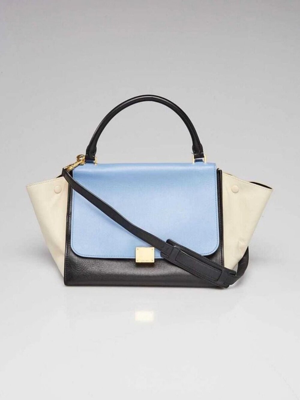 Celine Blue/Black/White Leather Medium Trapeze Bag